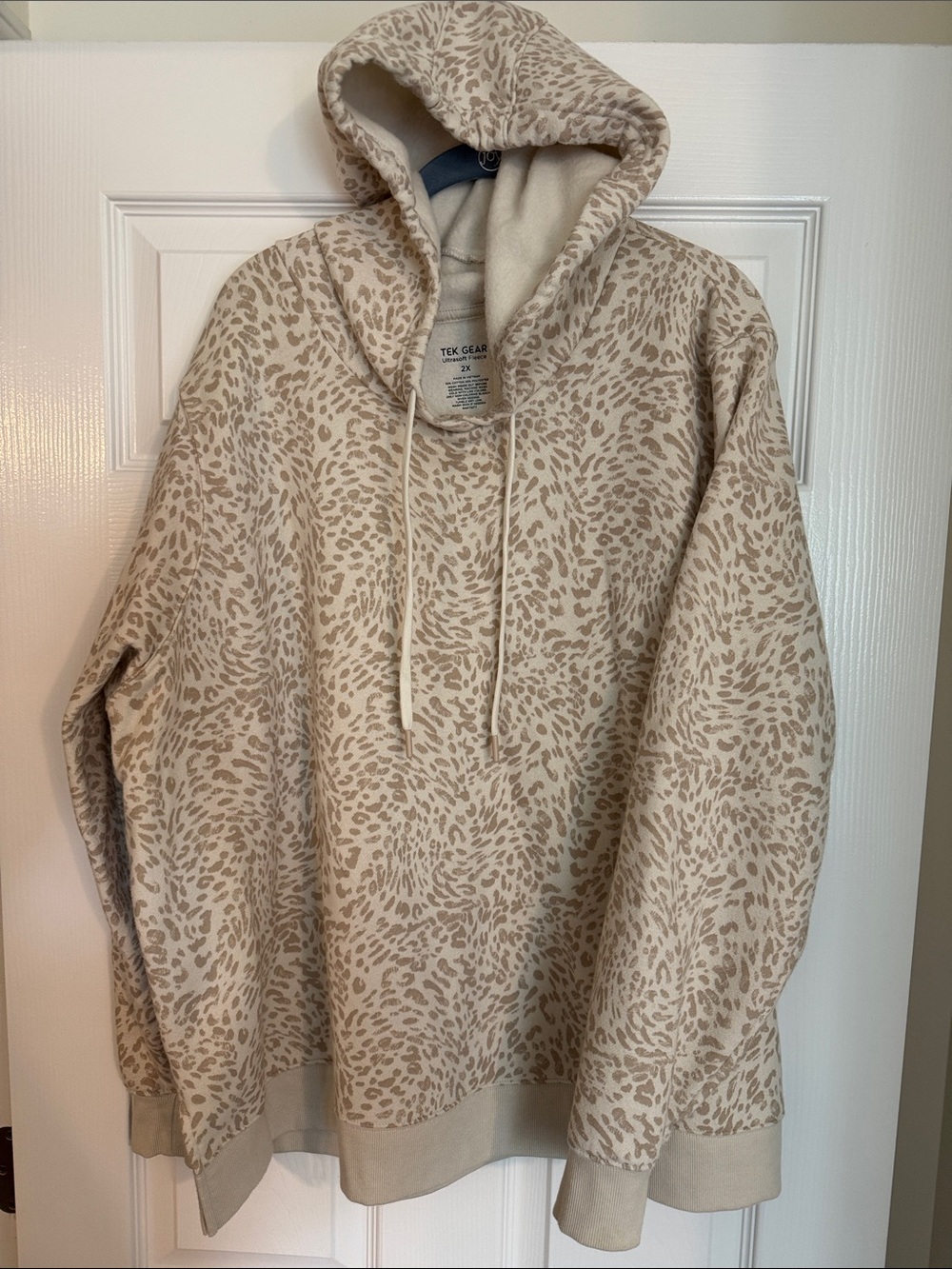 Beige Leopard Print Hooded Sweatshirt